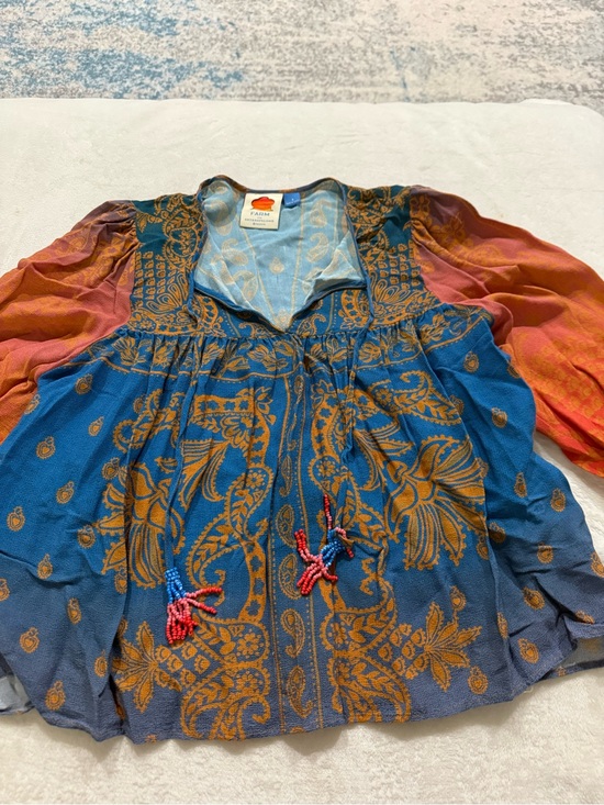 FARM Rio Tops - Farm Rio Women’s Small Tie Front Blouse Boho E04